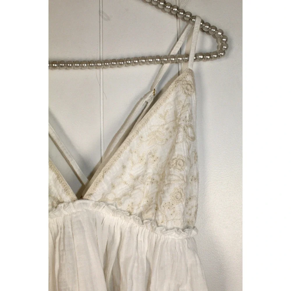 Free People Sunny Days Embroidered Cotton Cami Top in Ivory Size Large NWOT - Picture 4 of 8